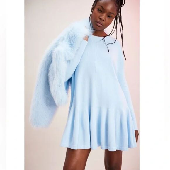 Free People Light Blue Mini Dress - Picture 1 of 9